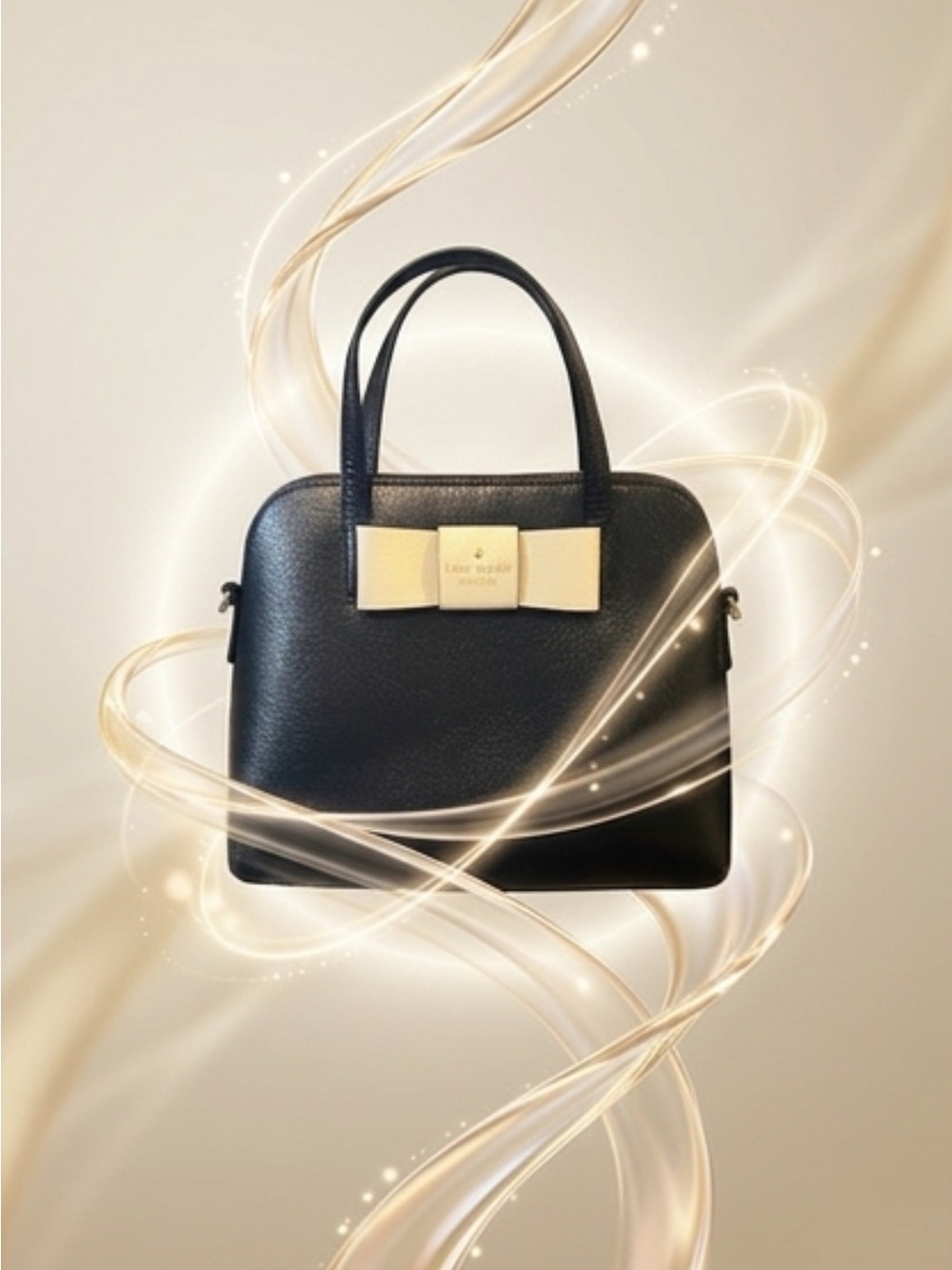 Kate Spade Black and Cream Structured Satchel